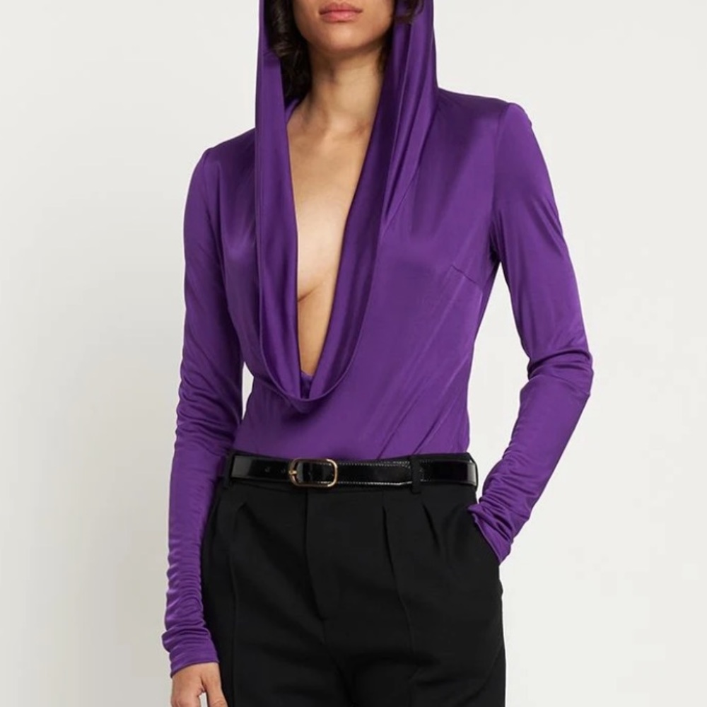 NWT Versace Jersey wet effect draped body w/ hood - Picture 1 of 9